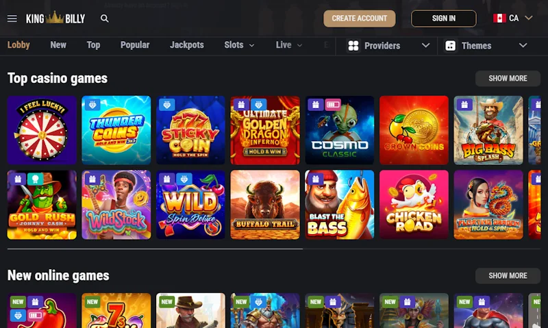 King Billy Casino games